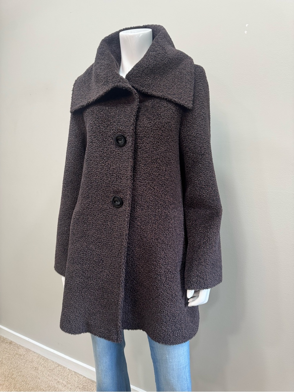 FLEURETTE Alpaca Wool Teddy Bouclé Brown Luxury Oversized Jacket Size 8